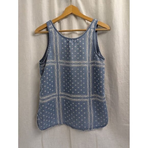 Life in Progress women's small denim tank top western print on back Lyocell I6 - Picture 3 of 5